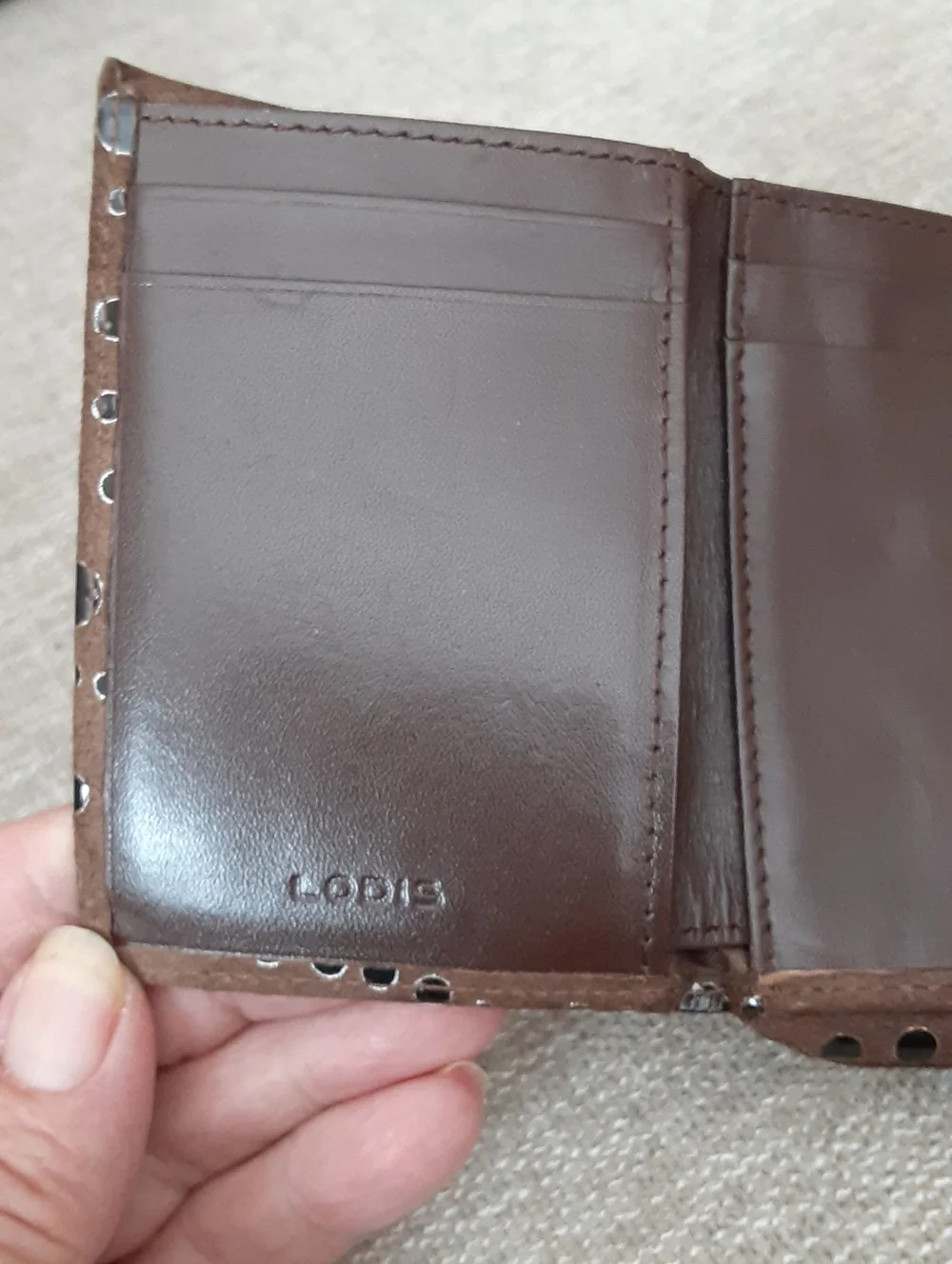 Lodis brown Suede leather Small wallet